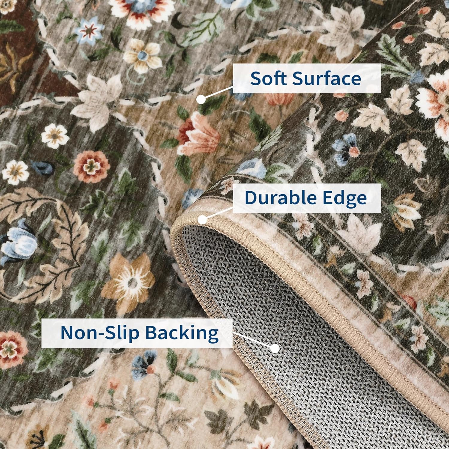 Vintage floral patchwork carpet