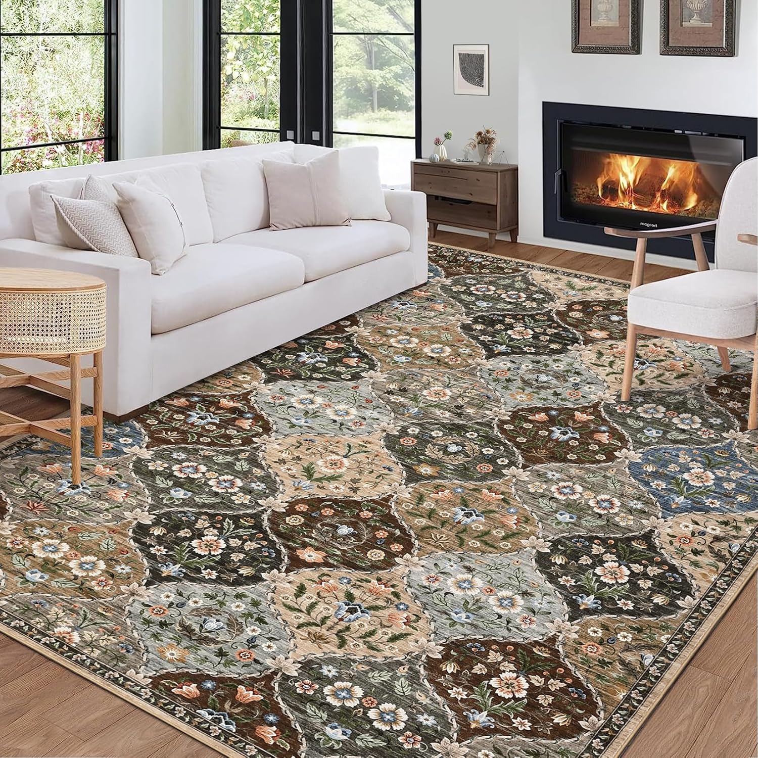 Vintage floral patchwork carpet