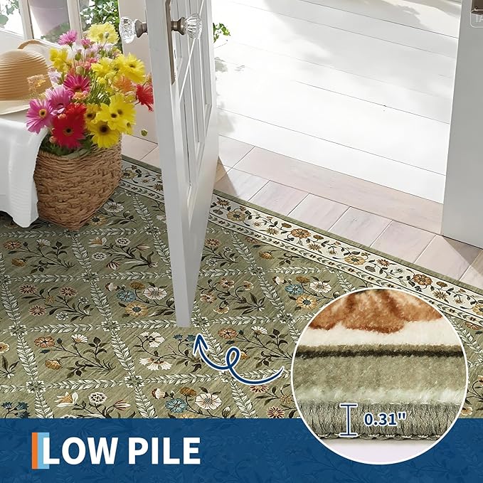 Pastoral floral short-pile carpet