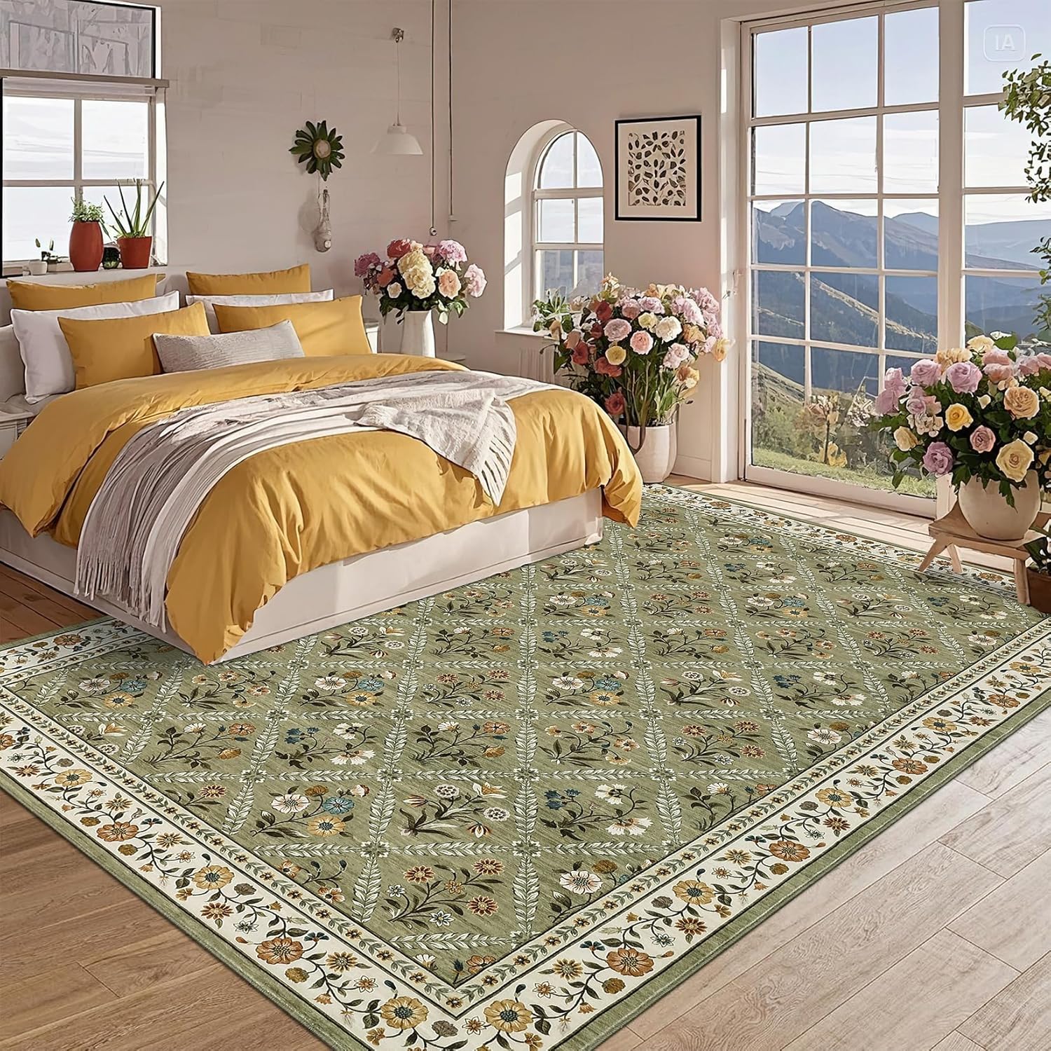 Pastoral floral short-pile carpet