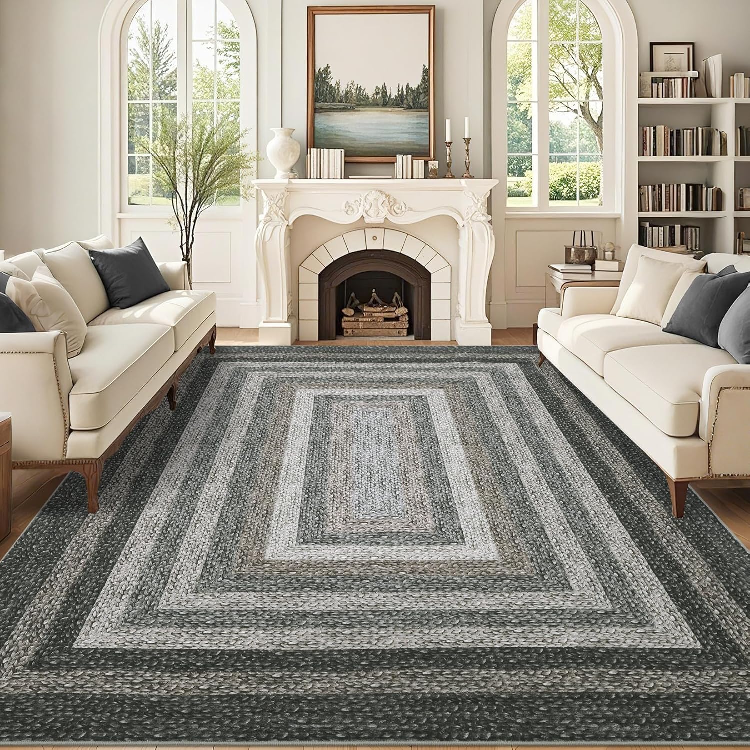 Multi-layer rectangular nested pattern carpet