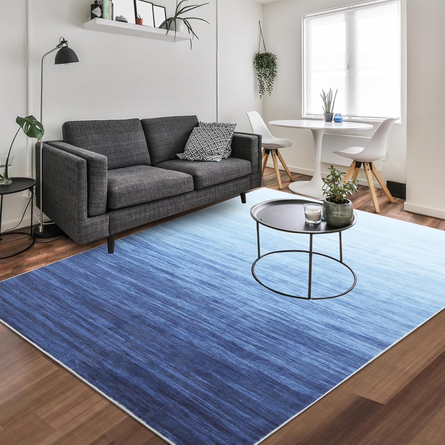 Blue light to dark gradient pattern carpet