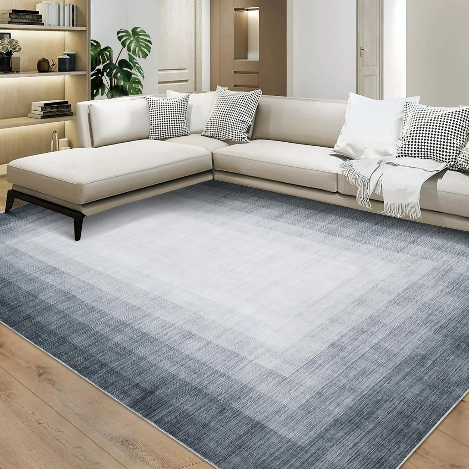 Gray gradient square pattern carpet