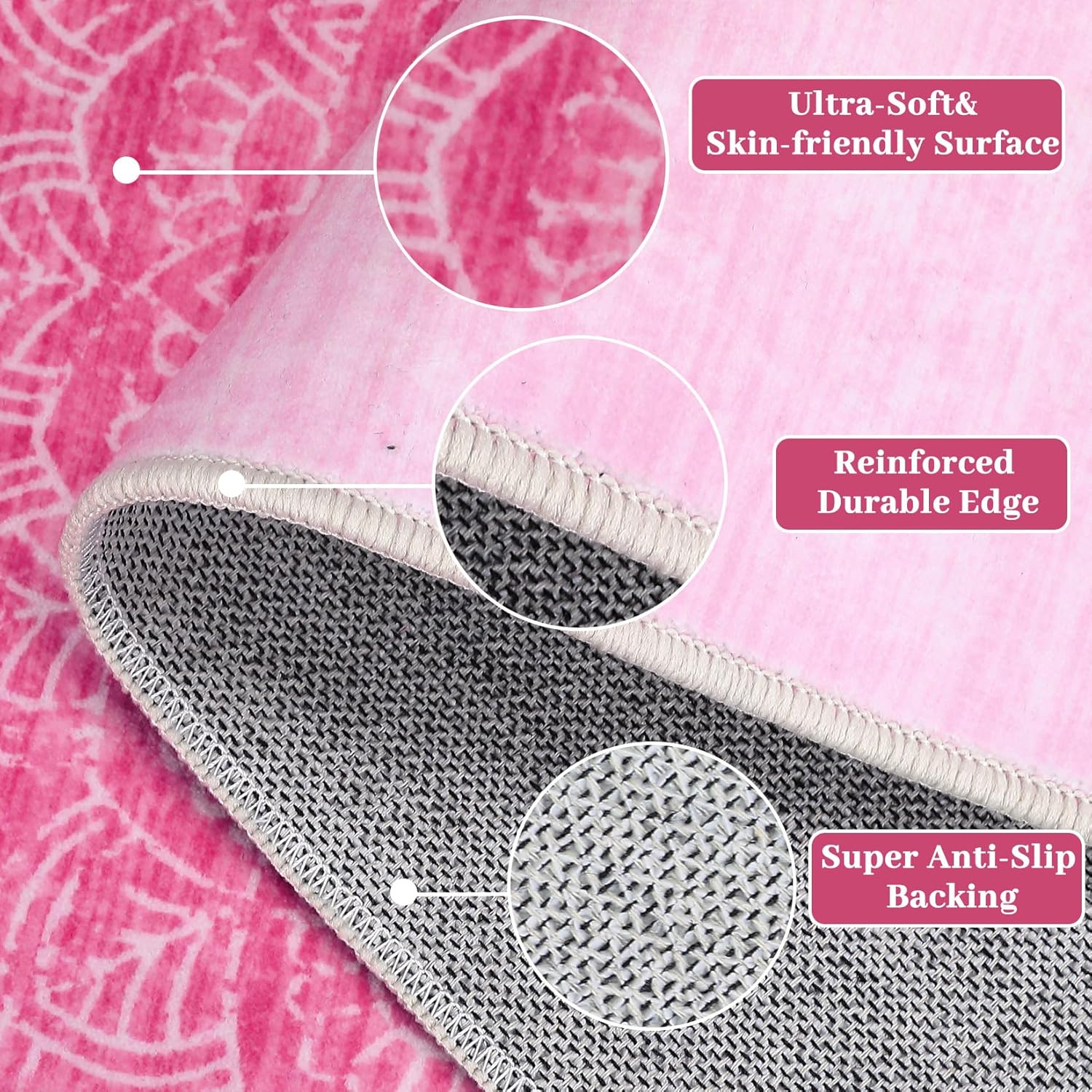 Pink Ombre Rug with White Medallion