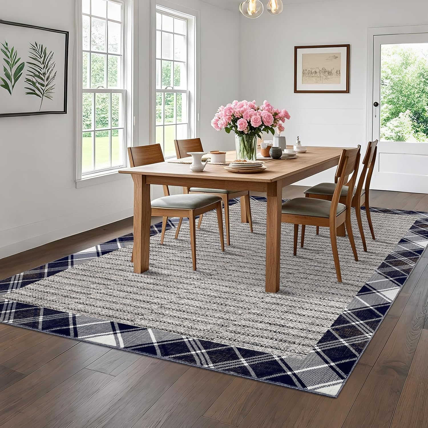 Colorblock Check Border Carpet