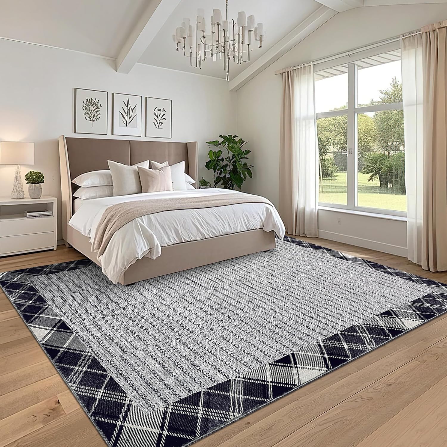 Colorblock Check Border Carpet