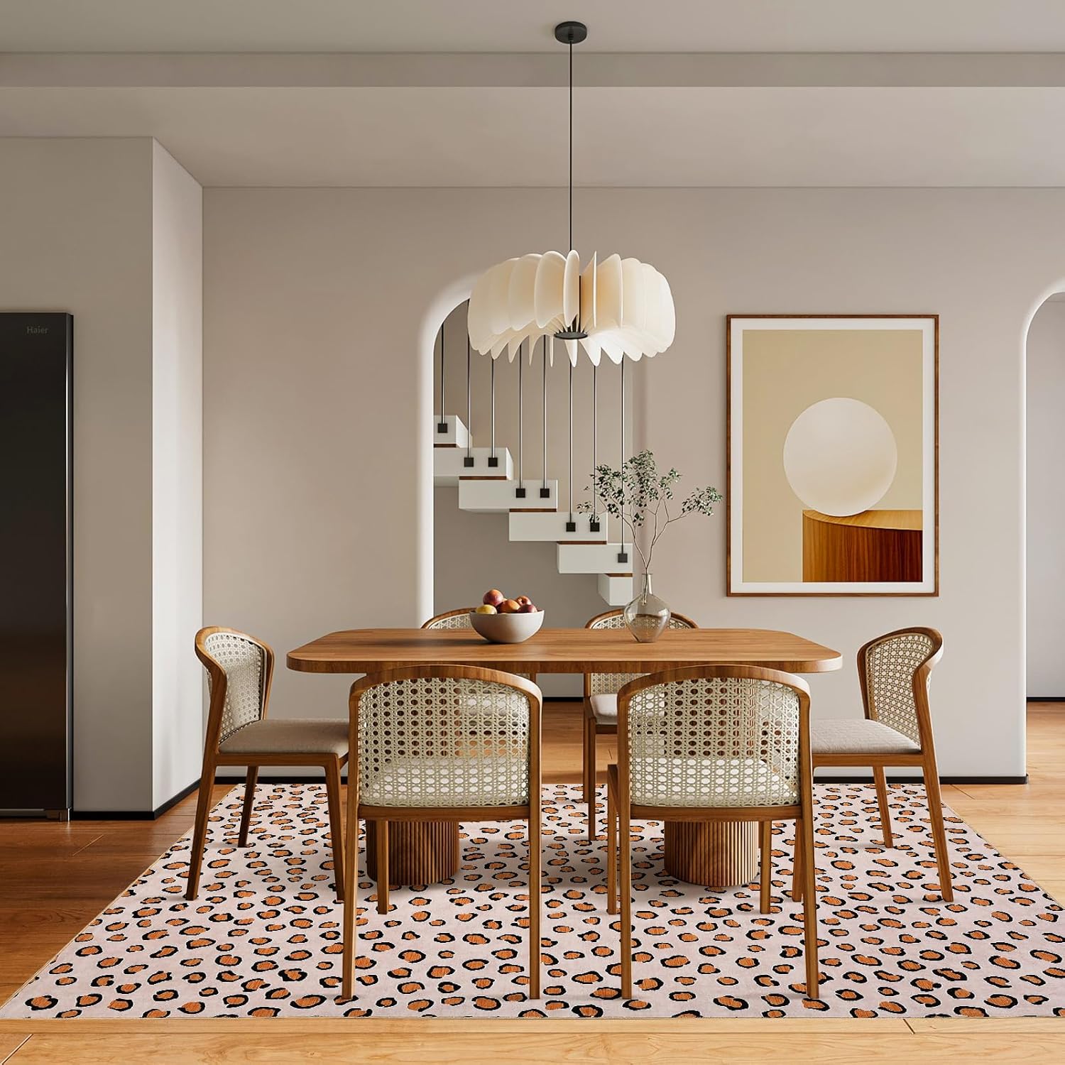 Light pink leopard pattern carpet