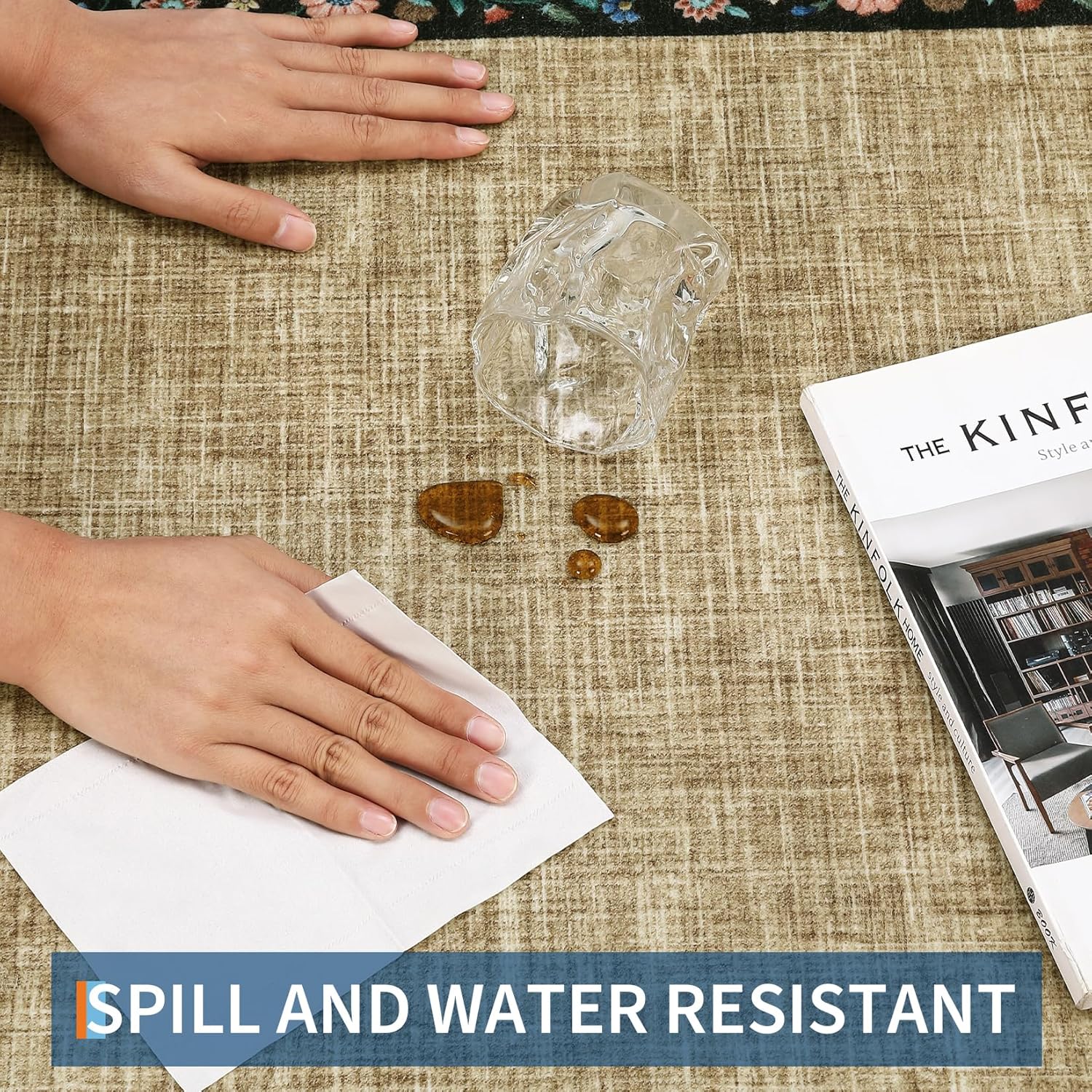 Patchwork rug with floral decorative border