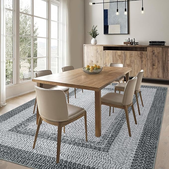 Gray and White Gradient Colorblock Carpet