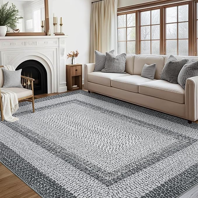Gray and White Gradient Colorblock Carpet